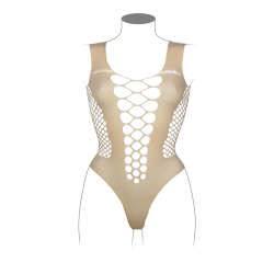 V-Neck Teddy with Opaque Panels - Queen Size