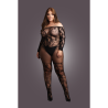Bodystocking with Off-Shoulder Long Sleeves - OSX - Black