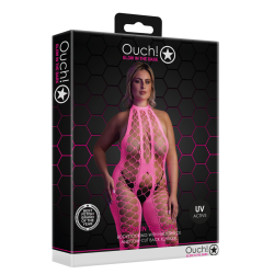 Bodystocking with Halterneck - Plus Size - Neon Pink