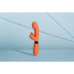 Silicone Rabbit Vibrator with Ribbed Clitoral Stimulator - Glazed Carrots