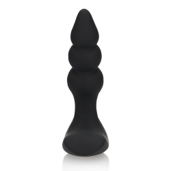 Beaded Vibrating Anal Plug with Remote Control - Licorice Black