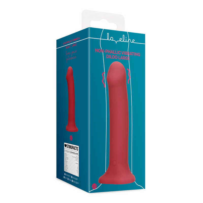 Non-Phallic Vibrating Dildo - Large - Raspberry Red