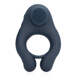 Vibrating Cockring with Clitoris Stimulation - Indigo Blue