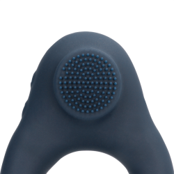 Vibrating Cockring with Clitoris Stimulation - Indigo Blue