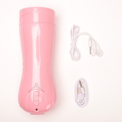 Velvet Touch masturbator pulsacyjny z wibracją oraz efektami dźwiękowymi wagina cyberskóra ładowany usb różowy