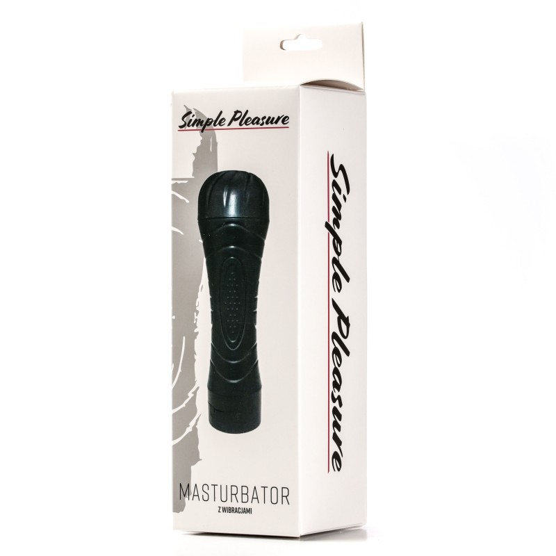 Simple Pleasure masturbator z wibracją wagina  cyberskóra baterie czarny