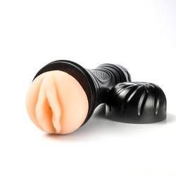 Simple Pleasure masturbator z wibracją wagina  cyberskóra baterie czarny