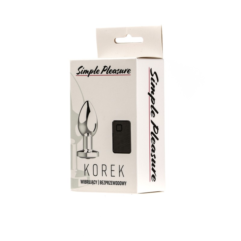 Simple Pleasure korek analny wibrujący sterowany zdalnie ładowany usb srebrny