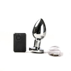 Simple Pleasure korek analny wibrujący sterowany zdalnie ładowany usb srebrny
