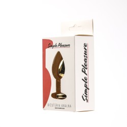 Simple Pleasure korek analny stalowy złoty rozmiar s kryształ czerwone serce