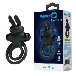 Party Up pierścień erekcyjny wibrujący siliknowy baterie kolor czarny Lawrence