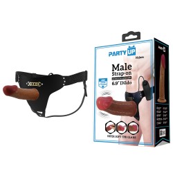 Party Up strap-on wibracje cyberkóra sterowany przewodowo kolor brązowy Nelson