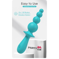 Party Up wibrator analny ładowany usb kolor turkusowy Evajane
