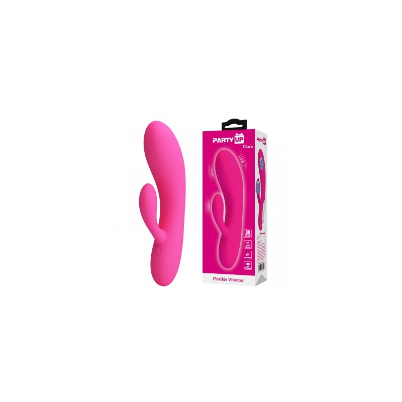 Party Up wibrator slikonowy typ króliczek ładowany usb kolor różowy Clare