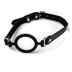 Simple Pleasure knebel silikonowy do ust otwarty czarny