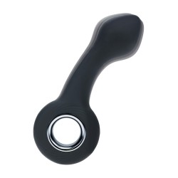 Vibrating Bulb Silicone Prostate Massager with Loop - Black