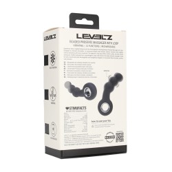 Vibrating Beaded Silicone Prostate Massager with Loop - Black