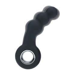 Vibrating Beaded Silicone Prostate Massager with Loop - Black