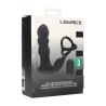 Dual Vibrating Remote Rotating Head Silicone Prostate Stimulator with Cock and Ball Ring - Black