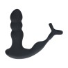 Dual Vibrating Remote Rotating Head Silicone Prostate Stimulator with Cock and Ball Ring - Black