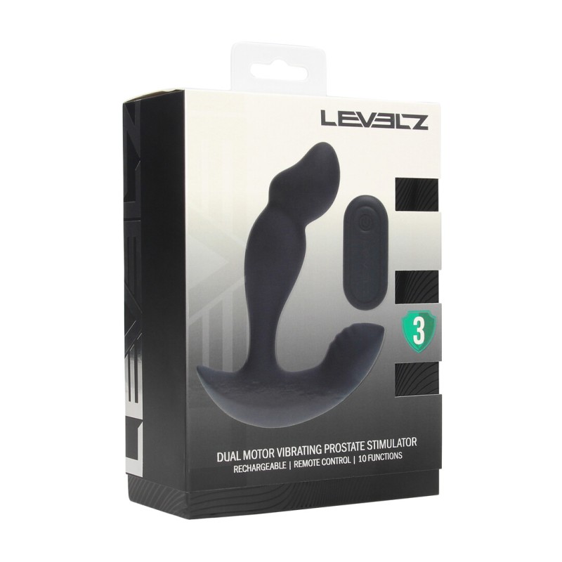 Dual Motor Remote Control Dual Motor Vibrating Liquid Silicone Prostate Stimulator - Black