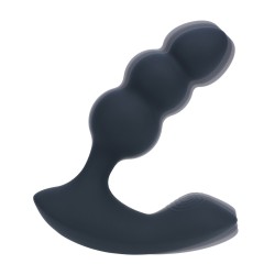 Dual Motor Remote Control Beaded Vibrating Liquid Silicone Prostate Stimulator - Black