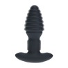 Vibrating and Rotating Ribbed Silicone Anal Plug - Black