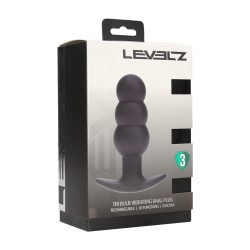 Tri Bulb Vibrating Silicone Anal Plug - Black