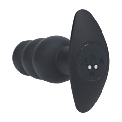 Tri Bulb Vibrating Silicone Anal Plug - Black