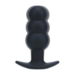 Tri Bulb Vibrating Silicone Anal Plug - Black