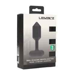 Hexagonal Vibrating Silicone Anal Plug - S - Black