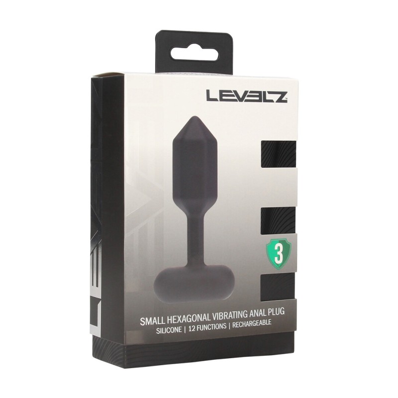 Hexagonal Vibrating Silicone Anal Plug - S - Black