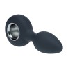 Vibrating Silicone Anal Plug with Loop - Black
