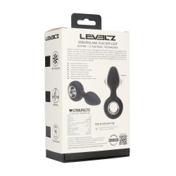 Vibrating Silicone Anal Plug with Loop - Black