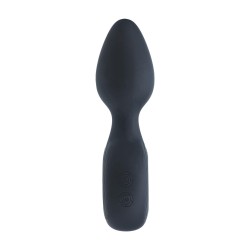 Vibrating Silicone Anal Plug with Loop - Black