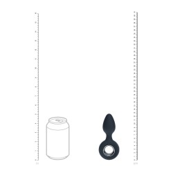 Vibrating Silicone Anal Plug with Loop - Black
