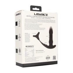 Vibrating and Thrusting Silicone Prostate Massager with Tri O Cockring - Black