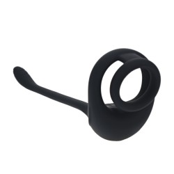 Dual Motor Silicone Cockring with Prostate Stimulator - Black