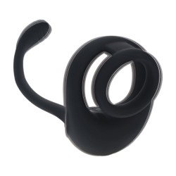 Dual Motor Silicone Cockring with Prostate Stimulator - Black