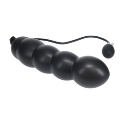 Beaded Inflatable Silicone Anal Plug - Black