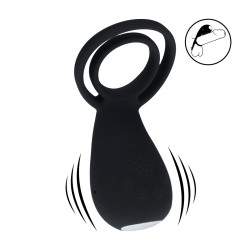 Vibrating Cock and Ball Ring with Paw Stimulator - Black