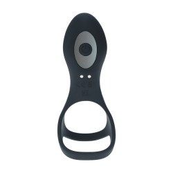 Vibrating Silicone Cock and Ball Ring with Shaft Loop - Black