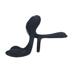 Triple Motor Vibrating Silicone Cockring - Black