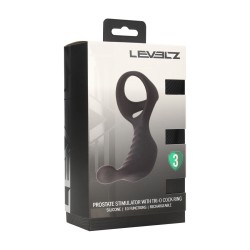Vibrating Silicone Prostate Stimulator with Tri O Cockring - Black