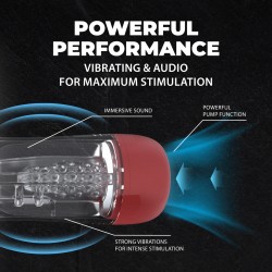 SonicPull - Suction and Vibration Masturbator Pump - Multimedia Enhanced - Metallic Red