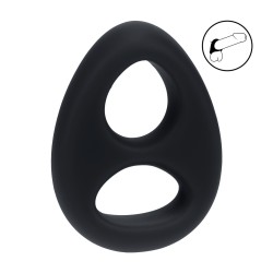 Double Liquid Silicone Cock and Ball Ring - Black