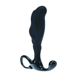 Rippled with Hard Loop Silicone Prostate Massager - L - Black