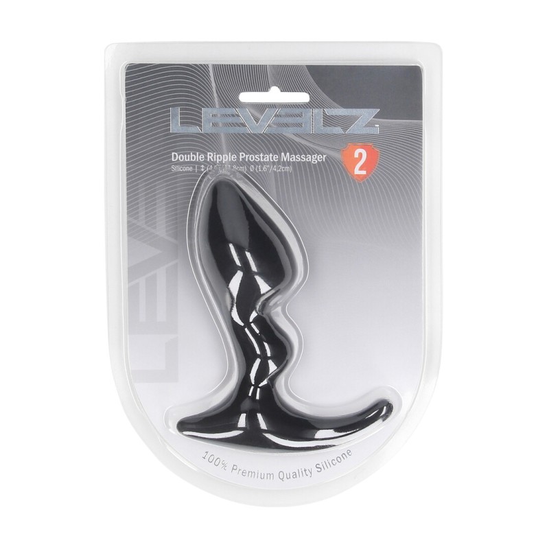 Double Ripple Silicone Prostate Massager - Black
