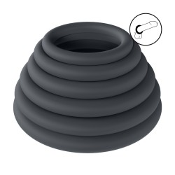 Classic Silicone Cockring Set of 6 - Black