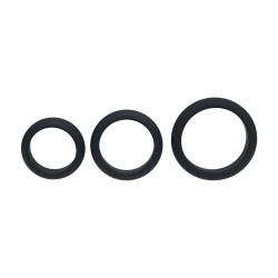 Wide O Silicone Cockring Set of 3 - S/M/L - Black